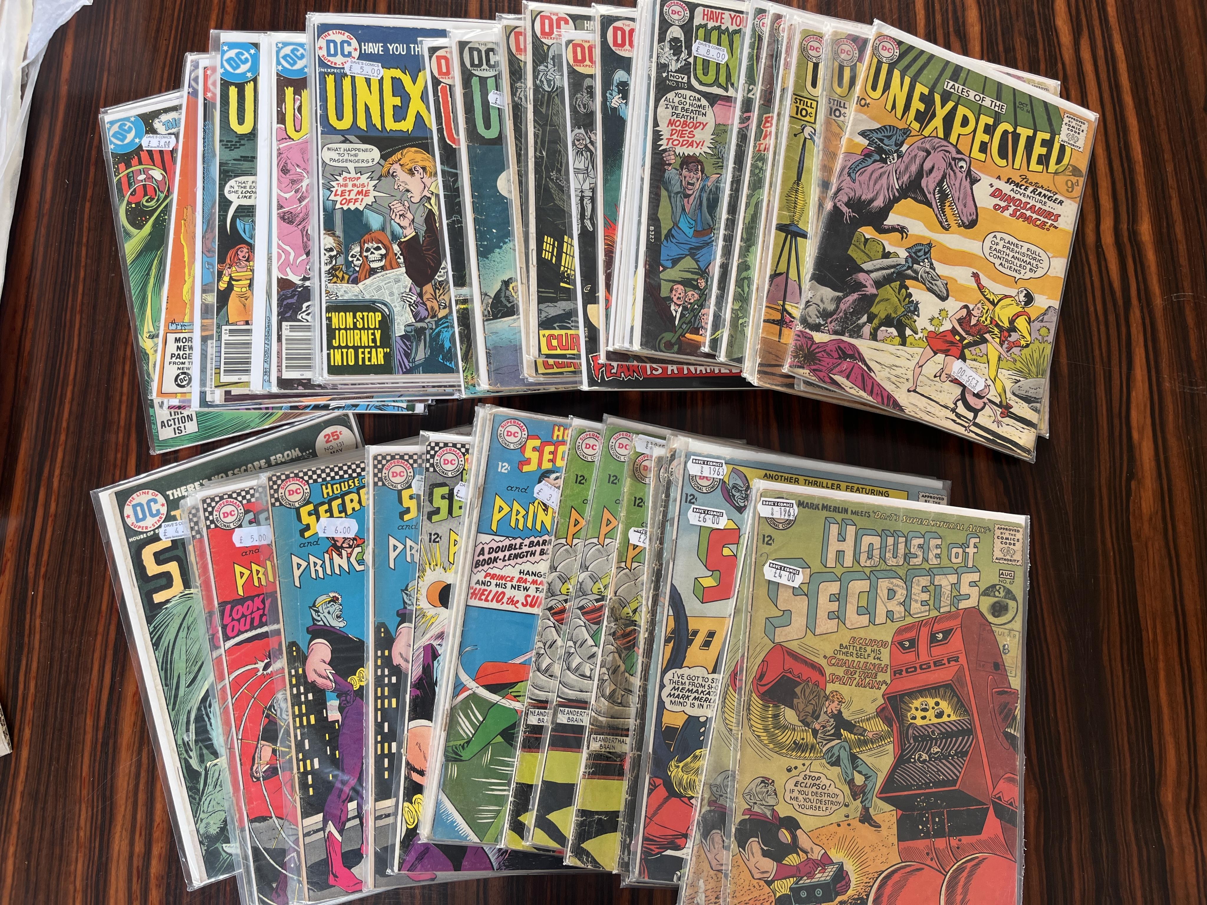 DC comics, House of Mystery, Vol. 1, 27 issues between #75–290, House of Secrets, DC comics, Vol. 1, 26 issues between #37–131, Tales of the Unexpected, Vol. 1, 37 issues between #54–222 (70)